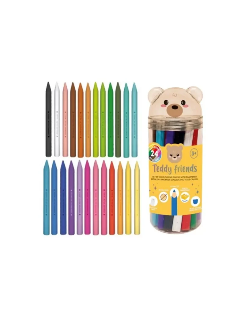 Set lápices de colores Teddy Friends + sacapuntas – Legami – Diversión y color con forma de osito