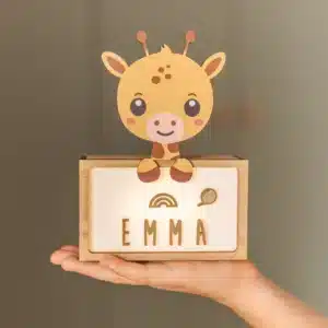Lámpara pequeña Jirafa – Lámpara quitamiedos personalizable con letras – Vintiun – Luz cálida desde 0 años
