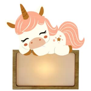 Lámpara pequeña Unicornio – Lámpara quitamiedos personalizable con letras – Vintiun – Luz mágica desde 0 años
