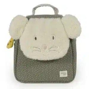 Mochila Ratoncito Poppy Musgo – Infantil con orejitas y bolsillos – Walking Mum – Desde 12 meses