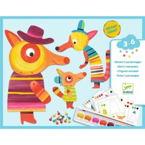 Pintura La Familia de Zorros – Manualidad creativa con témperas – Djeco – Actividad artística desde 3 años