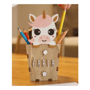 Portalápices Unicornio Despierto – Organizador infantil decorativo – Vintiun – Personalizable con letras