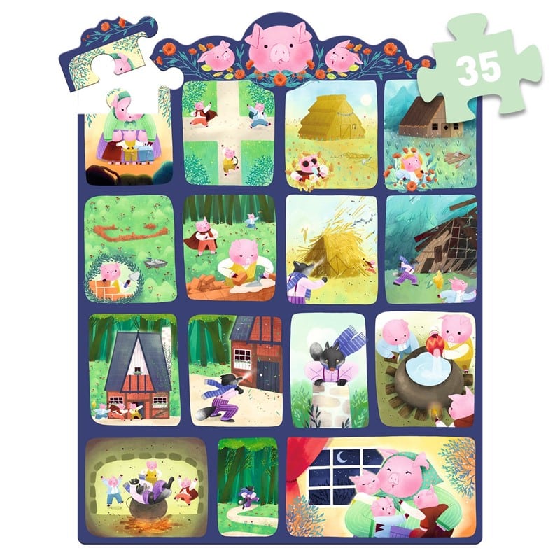 ▷ Puzzle Cuento Los Tres Cerditos de Djeco – 35 piezas con