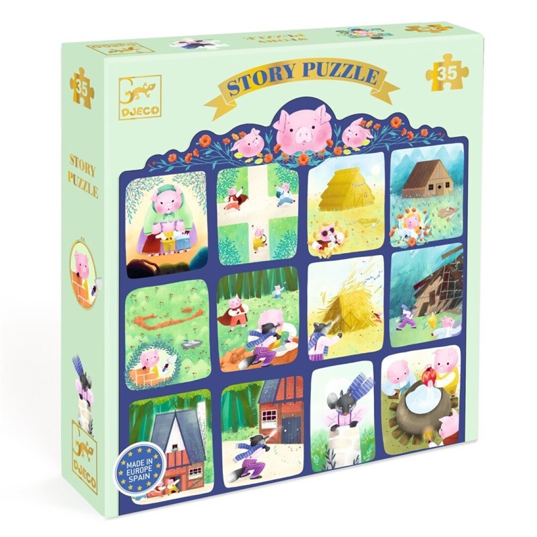 ▷ Puzzle Cuento Los Tres Cerditos de Djeco – 35 piezas con