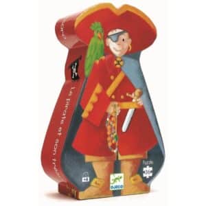 Puzzle El Pirata de Djeco – 36 piezas con caja en forma de figura decorativa