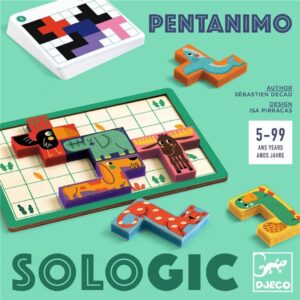 Sologic Pentanimo – Juego de lógica y deducción con animales – Djeco – Desafíos progresivos desde 5 años