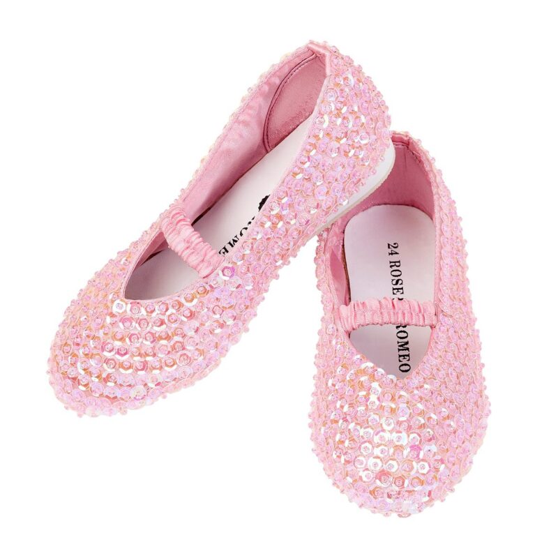 Zapatos Lily – Tacón bajo con lentejuelas rosa claro – Souza