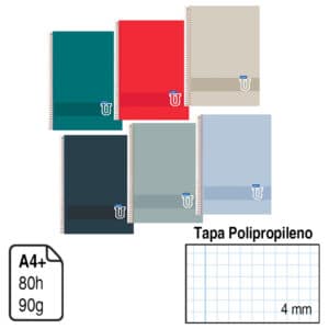 Bloc Espiral Colores Vivos A4 – Campus – 80 hojas – 90 g – Cuadrícula 4 mm – Resistente y duradero