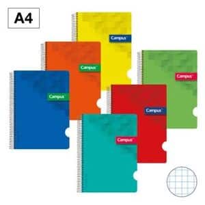 Bloc espiral A4 – Tapa de plástico – Campus – Cuadrícula 4 mm – 80 hojas 90 g