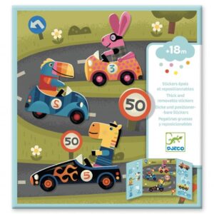 Pegatinas reposicionables Los coches Djeco – Juego de pegatinas gruesas – Desde 18 meses