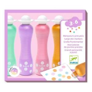 Rotuladores de puntos grandes Pearly Djeco – Set creativo – Desde 18 meses – Colores brillantes y fáciles de usar