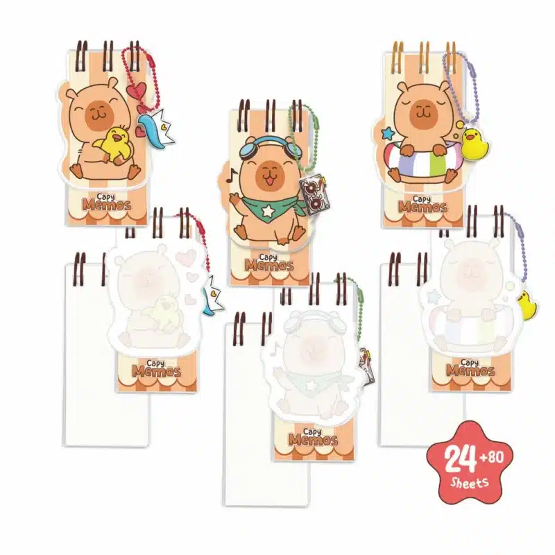 Bloc de notas con llavero Capibara – Papelería infantil – Trendhaus – Divertido y práctico para llevar a todas partes