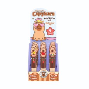 Bolígrafo 4 colores Capibara – Papelería infantil – Trendhaus – Divertido y práctico para escribir y dibujar