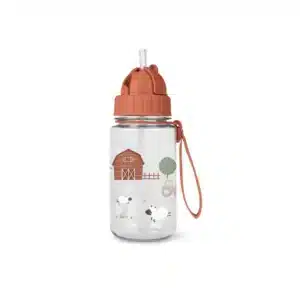 Botella con pajita Funny Farm 400 ml – Botella infantil antiderrames – Saro Baby – Hidratación divertida desde 12 meses