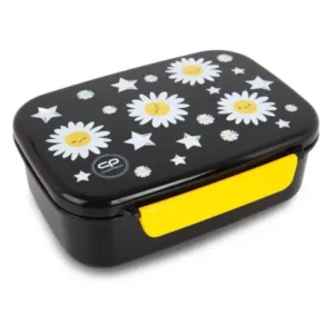 Fiambrera Foody Daisy Black – Caja de almuerzo con compartimentos – Ideal para colegio y actividades diarias