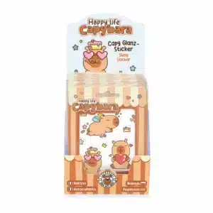 Pegatinas Capibara Happy Life – Blíster surtido de pegatinas infantiles – Trendhaus – Divertidas para decorar y jugar