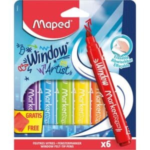 Rotulador Maped para vidrio 6 colores
