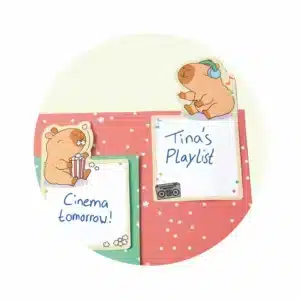 Set de notas adhesivas Happy Capybara – Papelería infantil – Trendhaus – Coloridas y prácticas para estudiar y organizarse