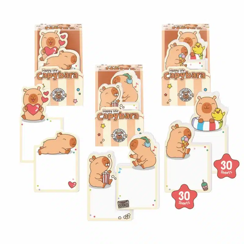 Set de notas adhesivas Happy Capybara – Papelería infantil – Trendhaus – Coloridas y prácticas para estudiar y organizarse