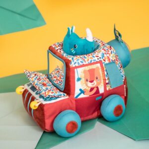 Coche de actividades Safari Jack – Juguete sensorial con sonidos – Lilliputiens – Estimulación temprana desde 9 meses