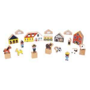 Cross Roads – Bloques Campiña – Juego de construcción de madera – Janod – Creatividad y juego simbólico desde 2 años