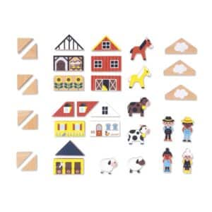 Cross Roads – Bloques Campiña – Juego de construcción de madera – Janod – Creatividad y juego simbólico desde 2 años