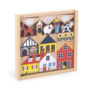 Cross Roads – Bloques Campiña – Juego de construcción de madera – Janod – Creatividad y juego simbólico desde 2 años