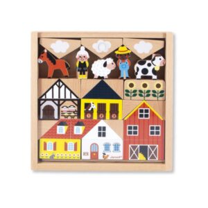 Cross Roads – Bloques Campiña – Juego de construcción de madera – Janod – Creatividad y juego simbólico desde 2 años