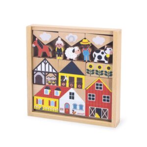 Cross Roads – Bloques Campiña – Juego de construcción de madera – Janod – Creatividad y juego simbólico desde 2 años