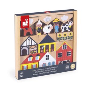 Cross Roads – Bloques Campiña – Juego de construcción de madera – Janod – Creatividad y juego simbólico desde 2 años