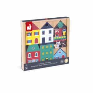 Cross Roads – Bloques Ciudad – Juego de construcción de madera – Janod – Creatividad y motricidad desde 2 años