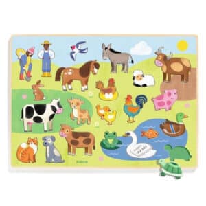 Encajable Puzzle Campo – Puzzle de madera infantil – Djeco – Motricidad fina y juego educativo desde 12 meses