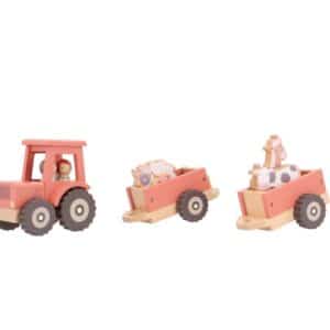 Farm Tractor Personalizable – Tractor de madera con remolque – Monnëka – Juego de arrastre y encaje desde 12 meses