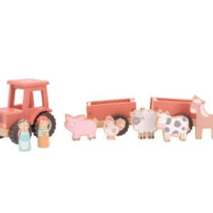 Farm Tractor Personalizable – Tractor de madera con remolque – Monnëka – Juego de arrastre y encaje desde 12 meses