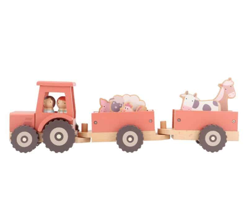 Farm Tractor Personalizable – Tractor de madera con remolque – Monnëka – Juego de arrastre y encaje desde 12 meses