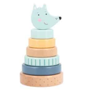 Torre Apilable Wolf Personalizable – Juguete de madera FSC – Monnëka – Regalo personalizado desde nacimiento