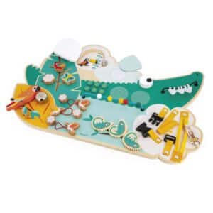 Tropik – Busy Board Cocodrilo – Panel sensorial de actividades – Janod – Motricidad y exploración desde 18 meses