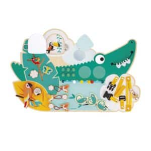 Tropik – Busy Board Cocodrilo – Panel sensorial de actividades – Janod – Motricidad y exploración desde 18 meses