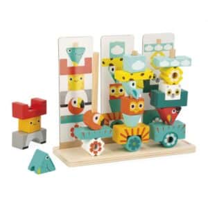 Tropik – Tótem Tropik – Juego de construcción de madera – Janod – Creatividad y destreza desde 3 años
