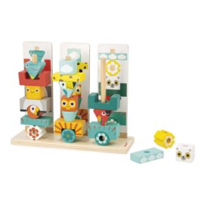 Tropik – Tótem Tropik – Juego de construcción de madera – Janod – Creatividad y destreza desde 3 años