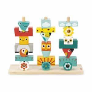 Tropik – Tótem Tropik – Juego de construcción de madera – Janod – Creatividad y destreza desde 3 años