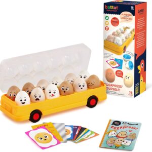 Battat Match & Learn Eggs – Huevos Didácticos en Autobús – B. Happy – Juego educativo desde 18 meses
