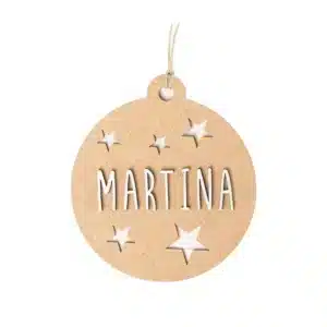 Bola de Navidad de Madera Personalizada – Decoración navideña sostenible – Vintiun – Personalizable con nombre