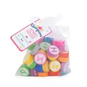 Bolsita con gomas de borrar letras abecedari