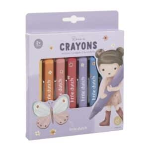 Crayones de Cera Rosa – Set de 8 ceras triangulares – Little Dutch – Creatividad y aprendizaje desde 2 años