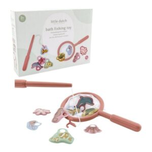 Juego de Pesca de Baño Rosa – Juguete acuático con red y animales marinos – Little Dutch – Diversión desde 3 años