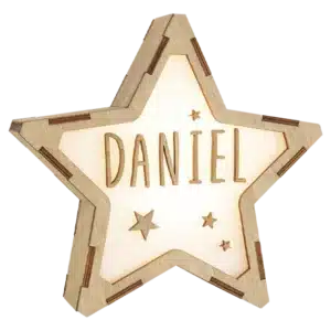 Lámpara Estrella Personalizada – Iluminación decorativa en madera – Vintiun – Personalizable con nombre
