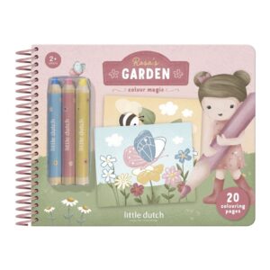 Libro Mágico Jardín de Rosa con Lápices – Set creativo con 30 páginas y lápices de colores – Little Dutch – Arte y diversión desde 3 años
