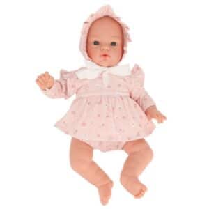 Muñeco Helena con Vestido y Gorrito Pink Flowers – Muñeco de cuerpo blandito 34 cm – Tutete – Juego simbólico desde 3 años