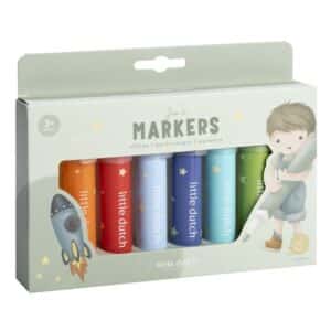 Rotuladores de Punta de Fieltro Jim – Set de 8 rotuladores lavables – Little Dutch – Creatividad y precisión desde 3 años